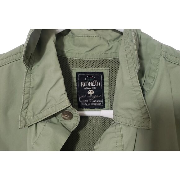 RedHead Shacket Jacket Shirt Mens Medium Flip Collar Mesh Back Green - Picture 4 of 8